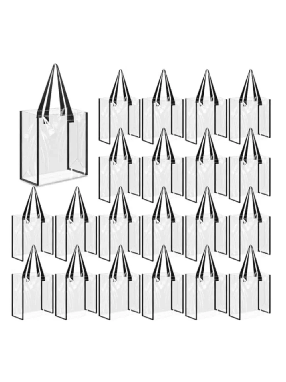 20 Pack Clear Tote Bags Stadium Approved PVC Transparent Beach Concert Travel
